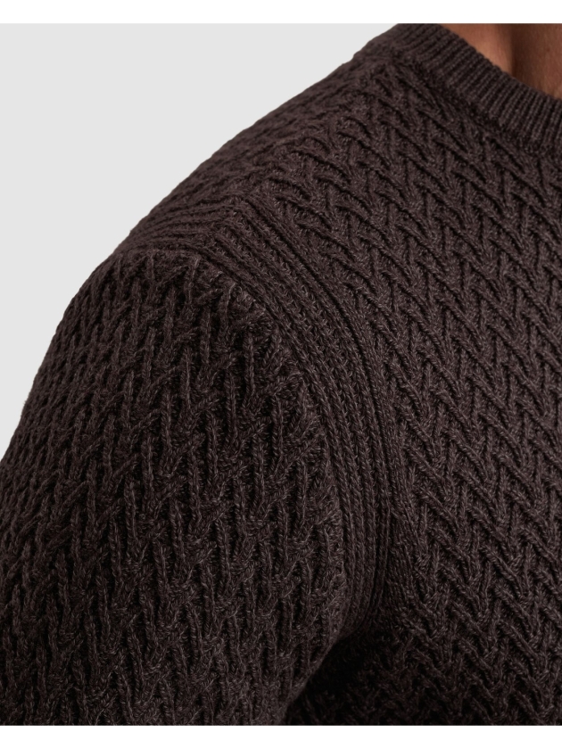 PME Legend R-neck mouline structure 4357 Dark aubergine