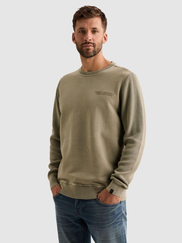 PME Legend Crewneck sweat knit combination 6412 Abbey stone