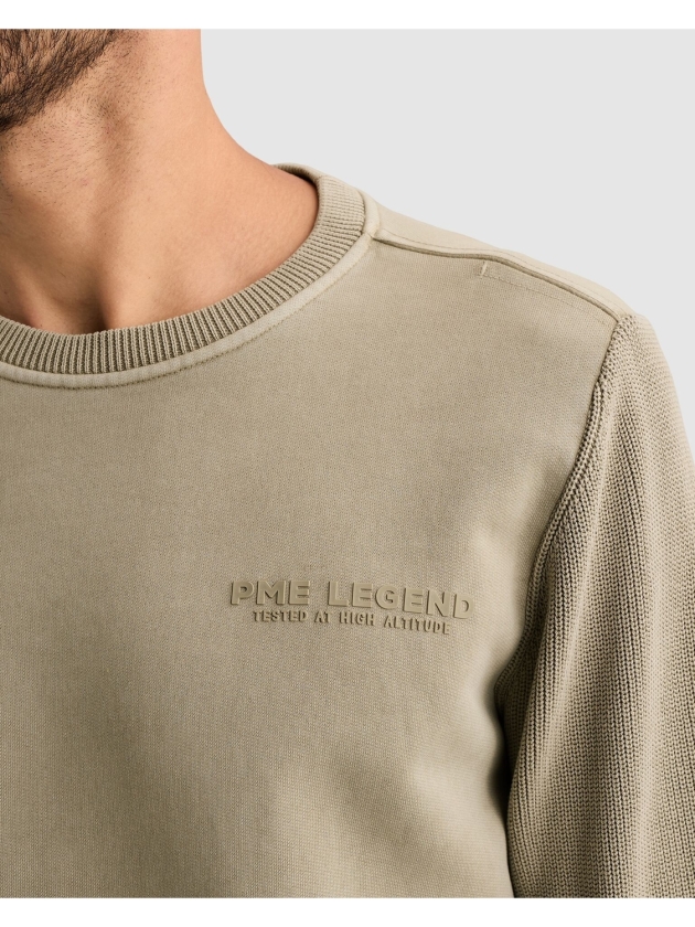 PME Legend Crewneck sweat knit combination 6412 Abbey stone