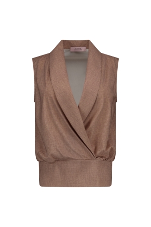 Studio Anneloes Hanne linen look wrap top 2200 latte