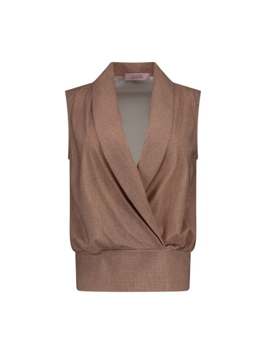 Studio Anneloes Hanne linen look wrap top 2200 latte