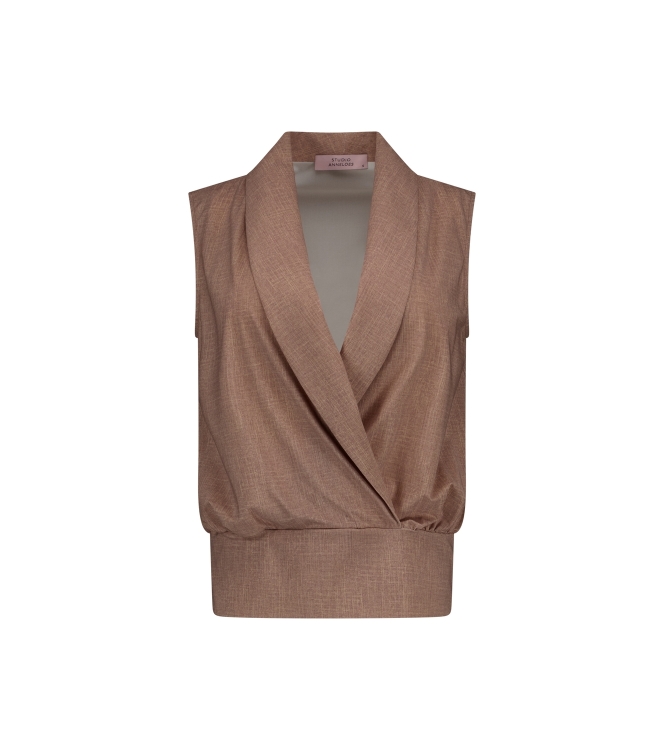 Studio Anneloes Hanne linen look wrap top 2200 latte