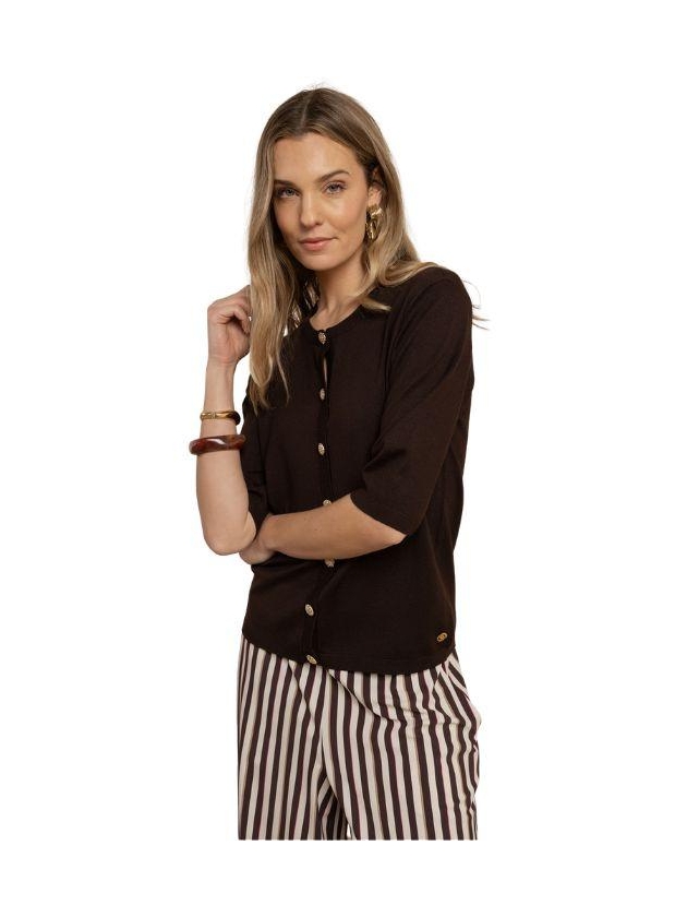 Studio Anneloes Jerry sl cardigan 8700 espresso