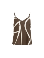 Yaya Singlet met print en V-hals 912161 Chocolate martini brown dess