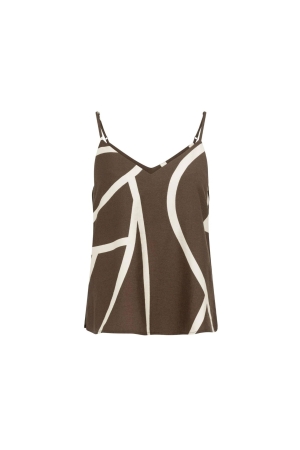 Yaya Singlet met print en V-hals 912161 Chocolate martini brown dess