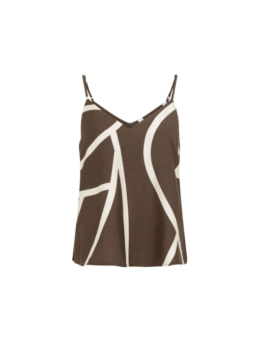 Yaya Singlet met print en V-hals 912161 Chocolate martini brown dess