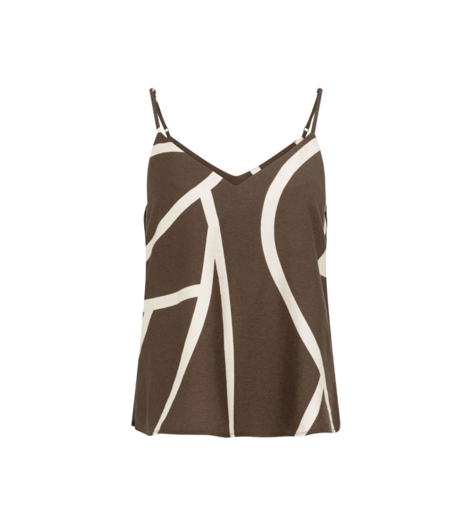 Yaya Singlet met print en V-hals 912161 Chocolate martini brown dess