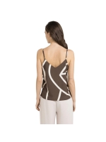 Yaya Singlet met print en V-hals 912161 Chocolate martini brown dess