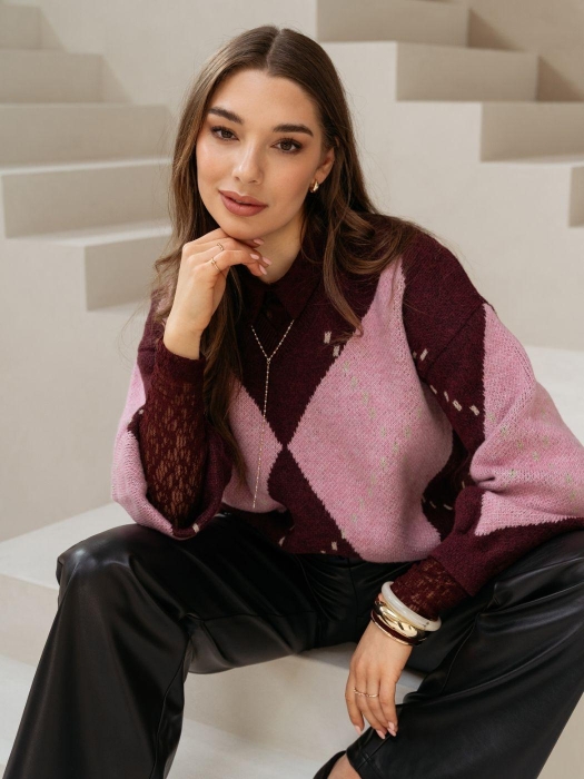 Co Woman BERBER 65085 lb-burgundy multi