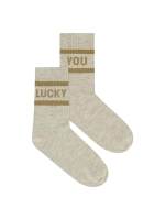 By-Bar Amsterdam lucky sparkle grey socks 750 gold