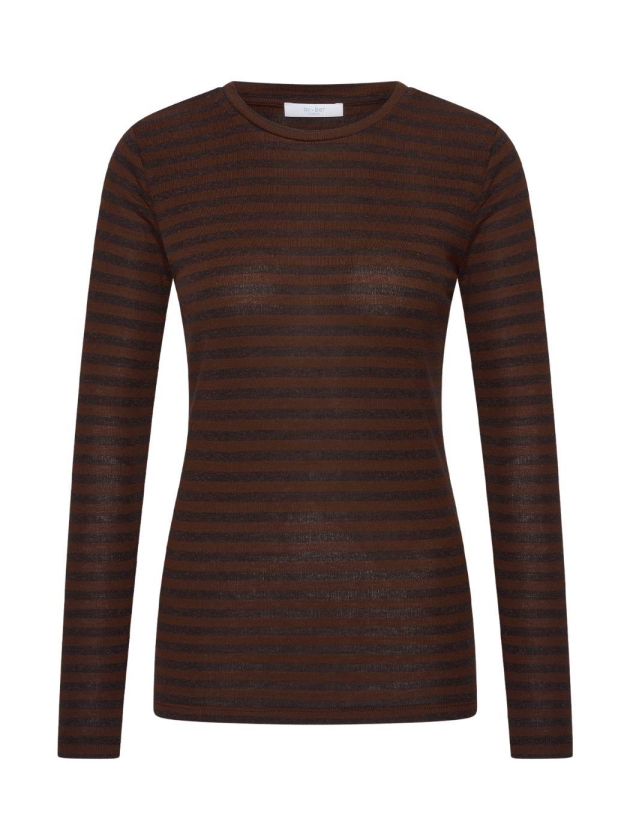 By-Bar Amsterdam basic ls melange stripe top 1722 coffee bean
