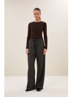 By-Bar Amsterdam basic ls melange stripe top 1722 coffee bean