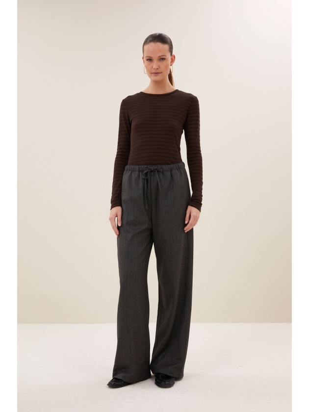 By-Bar Amsterdam basic ls melange stripe top 1722 coffee bean