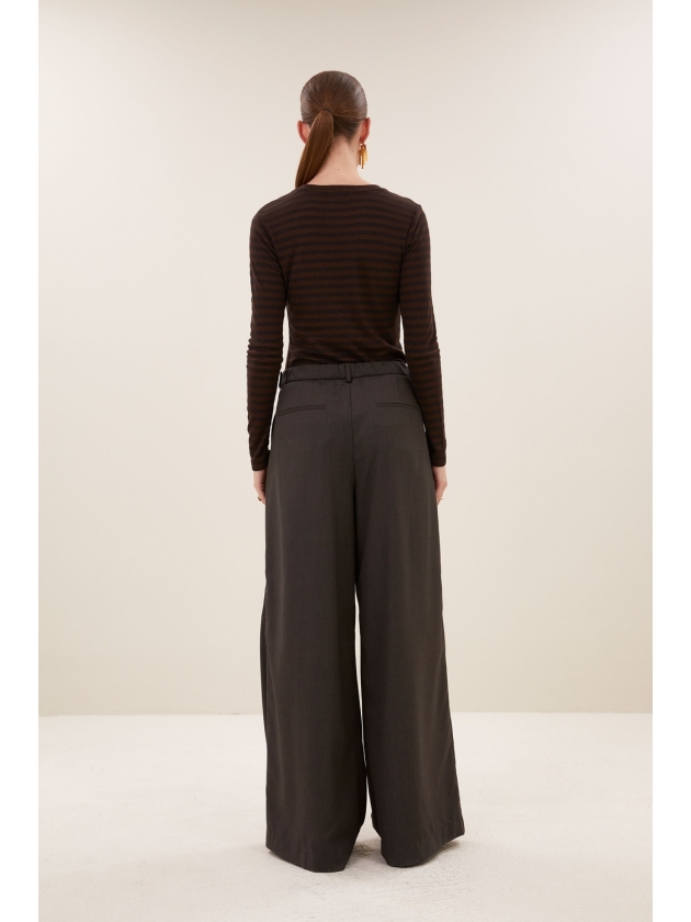 By-Bar Amsterdam basic ls melange stripe top 1722 coffee bean