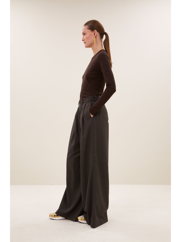 By-Bar Amsterdam basic ls melange stripe top 1722 coffee bean