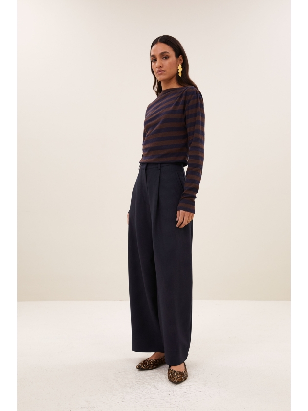 By-Bar Amsterdam leya big stripe top 1722 coffee bean