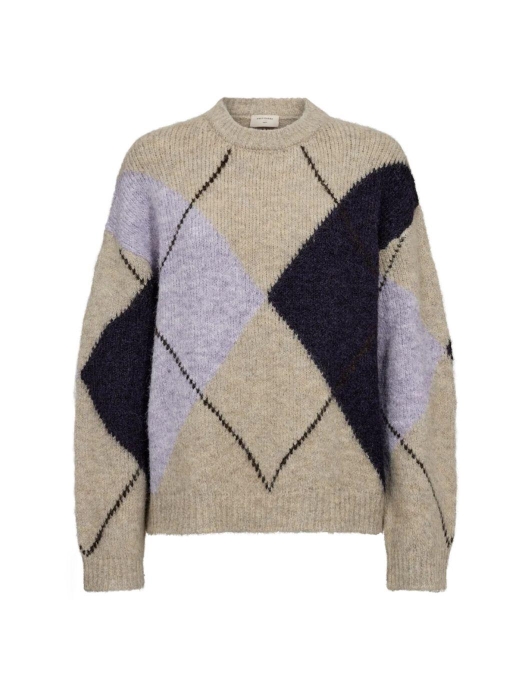 Freequent FQGRSLULU-PULLOVER Oyster Grey Mel w. Iris Mel
