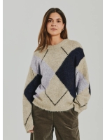 Freequent FQGRSLULU-PULLOVER Oyster Grey Mel w. Iris Mel