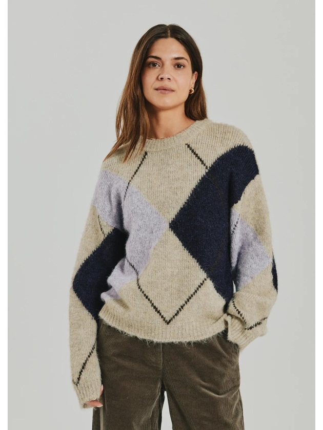 Freequent FQGRSLULU-PULLOVER Oyster Grey Mel w. Iris Mel