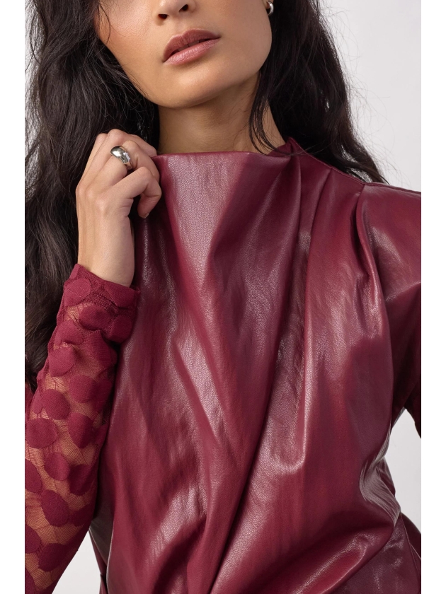Co Couture 35958 GittCC Pleat Top Berry Red
