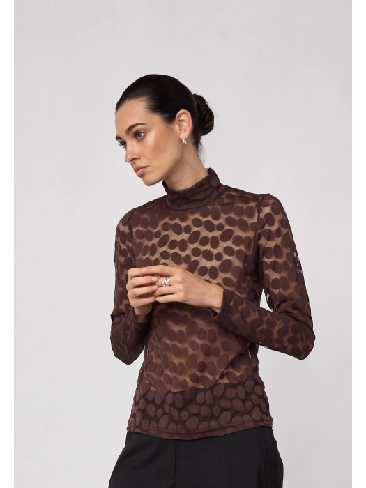 Co Couture PenolaCC Turtleneck Blouse Brown