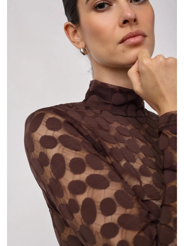 Co Couture PenolaCC Turtleneck Blouse Brown