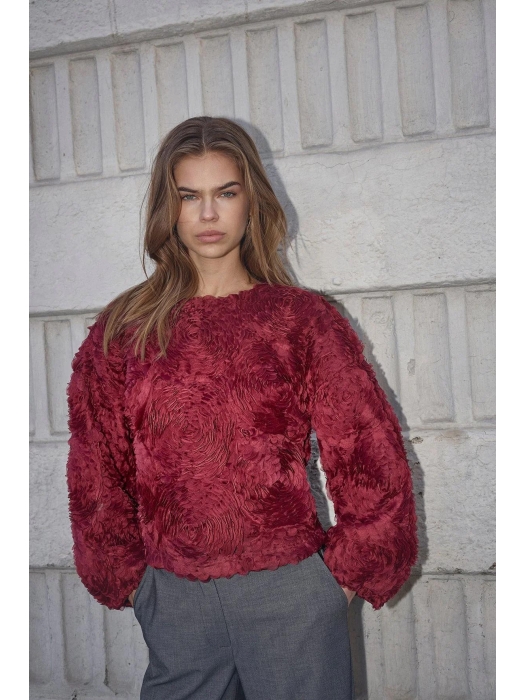 Co Couture LucinaCC Flower Blouse Berry Red