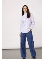 Co Couture SomoCC Stripe Funnel Neck Shirt White