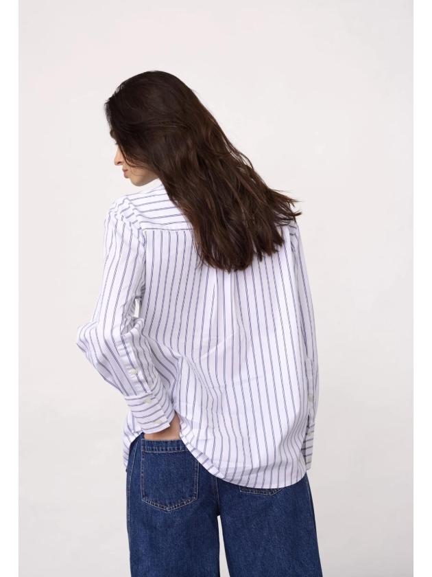 Co Couture SomoCC Stripe Funnel Neck Shirt White