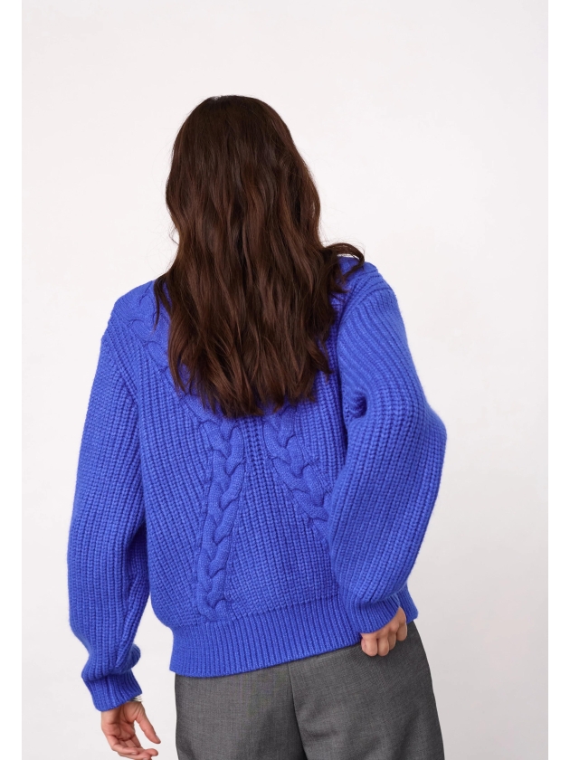 Co Couture RowCC Rib Cable Knit New Blue