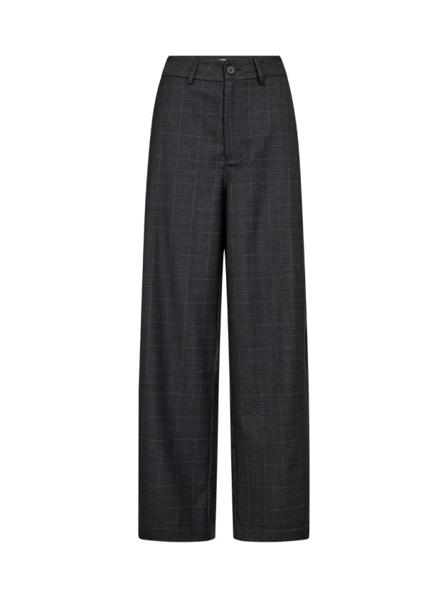 Co Couture EloraCC Check Barrel Pant Dark Grey
