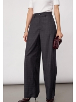 Co Couture EloraCC Check Barrel Pant Dark Grey