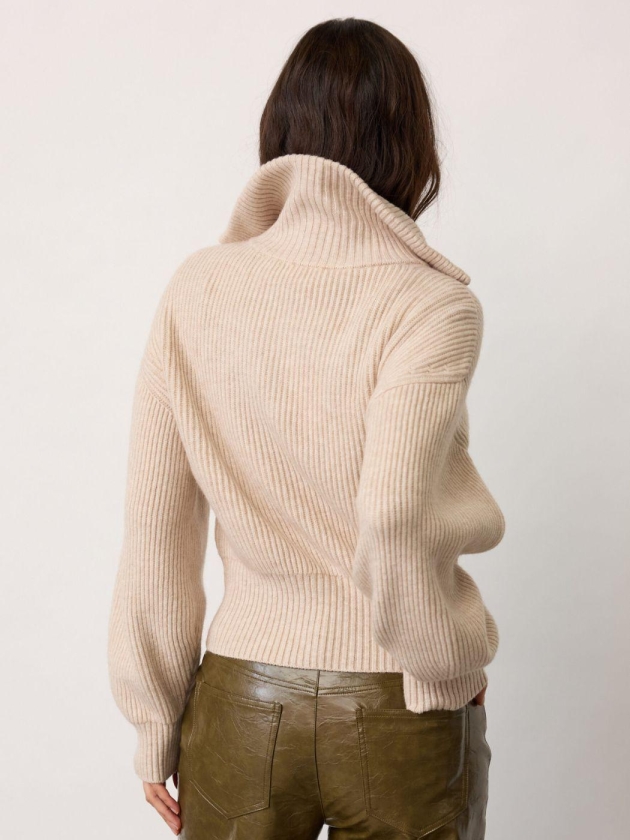 Co Couture RowCC Zip Knit Cardigan 10003 Creme