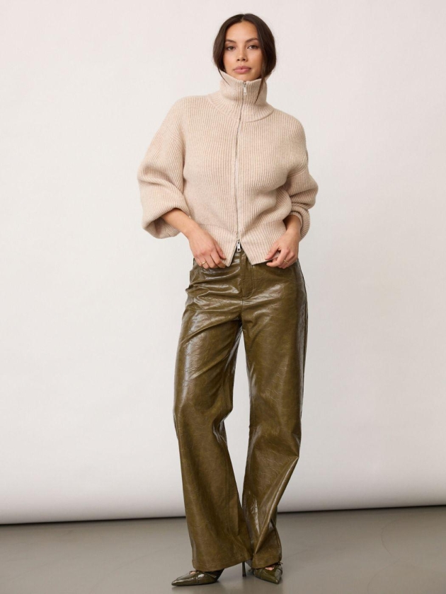 Co Couture RowCC Zip Knit Cardigan 10003 Creme