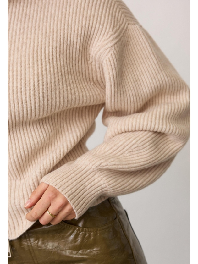 Co Couture RowCC Zip Knit Cardigan 10003 Creme