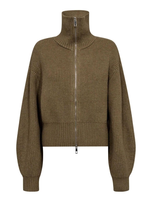 Co Couture RowCC Zip Knit Cardigan Army
