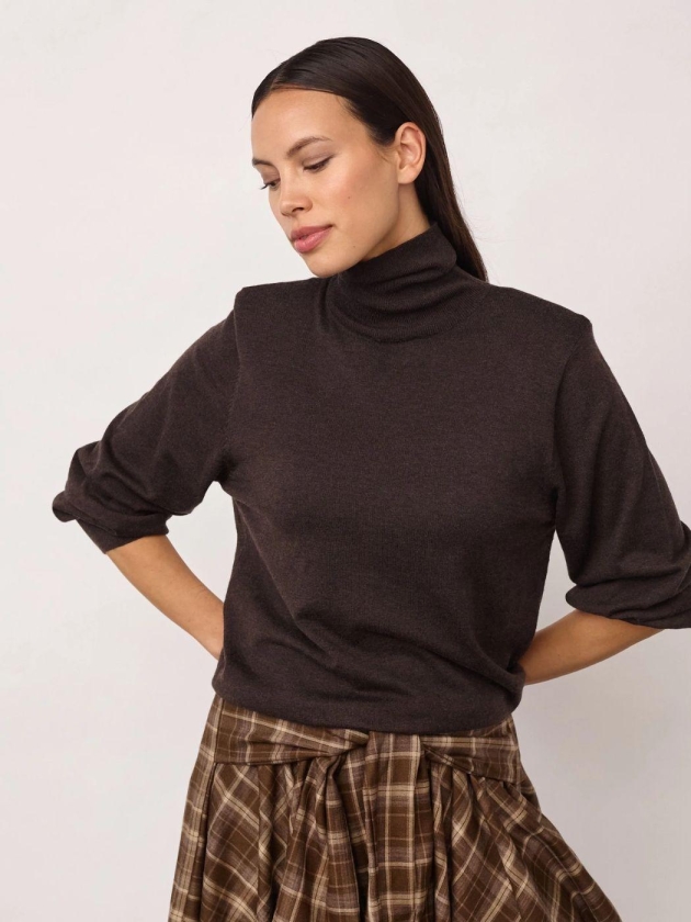 Co Couture CoryCC Padded Roll-Neck Knit Dark Brown