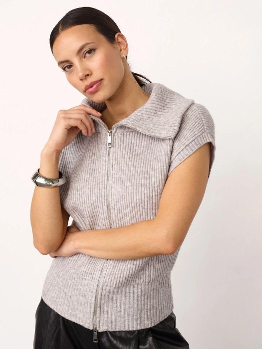 Co Couture RowCC Zip Knit Vest Grey Melange
