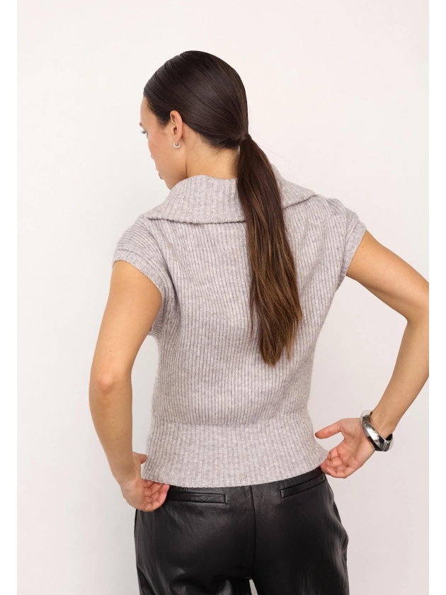 Co Couture RowCC Zip Knit Vest Grey Melange