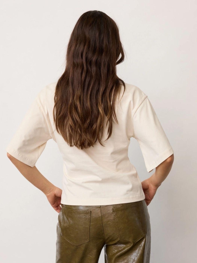 Co Couture 43013 ZengaCC Tee O-Neck 10040 Pearl - Olive