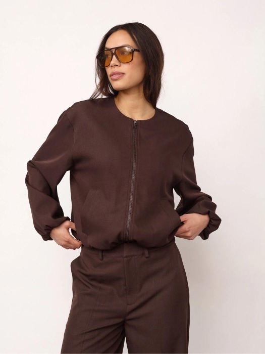 Co Couture LunaCC Balloon Zip  Jacket Dark Brown
