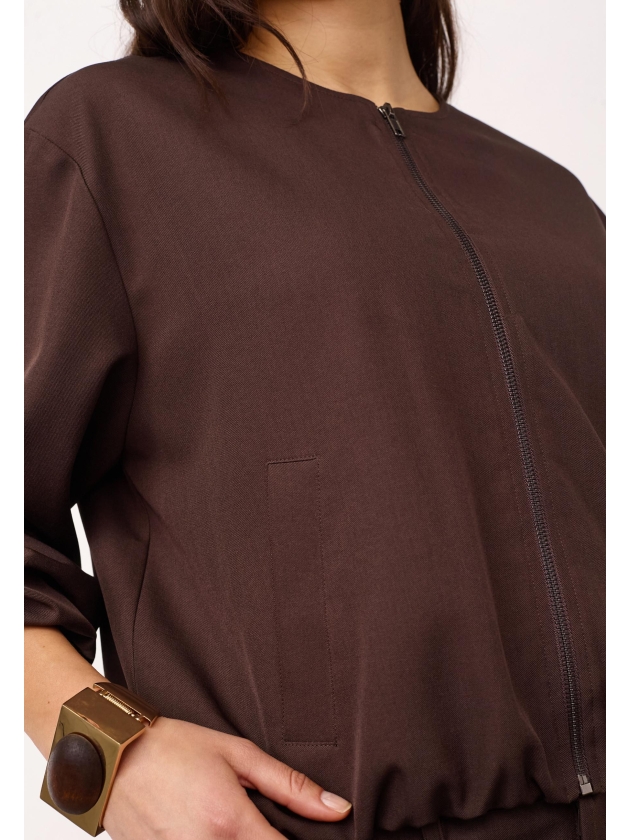 Co Couture LunaCC Balloon Zip  Jacket Dark Brown