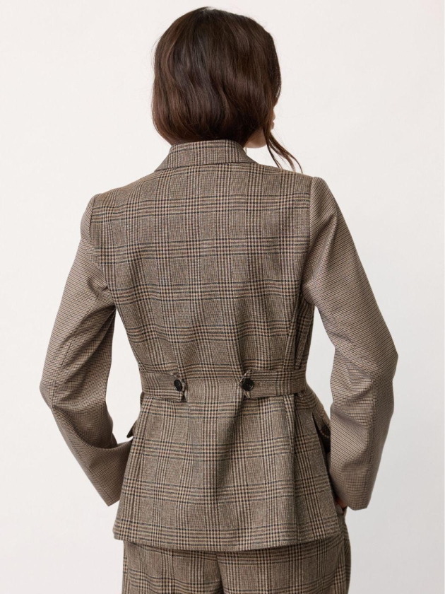 Co Couture VeyaCC Check Fitted Blazer Brown