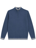 Paul and Shark Pure wool half zip sweater with fabric 635 Bleu