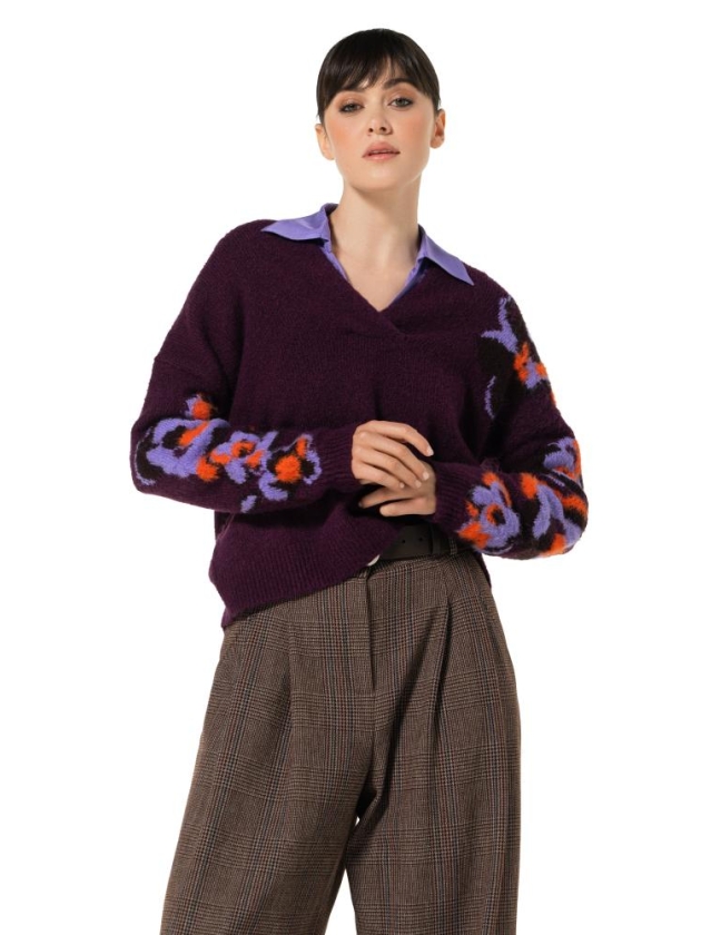 Caroline Biss Pullover 05 Plum multi