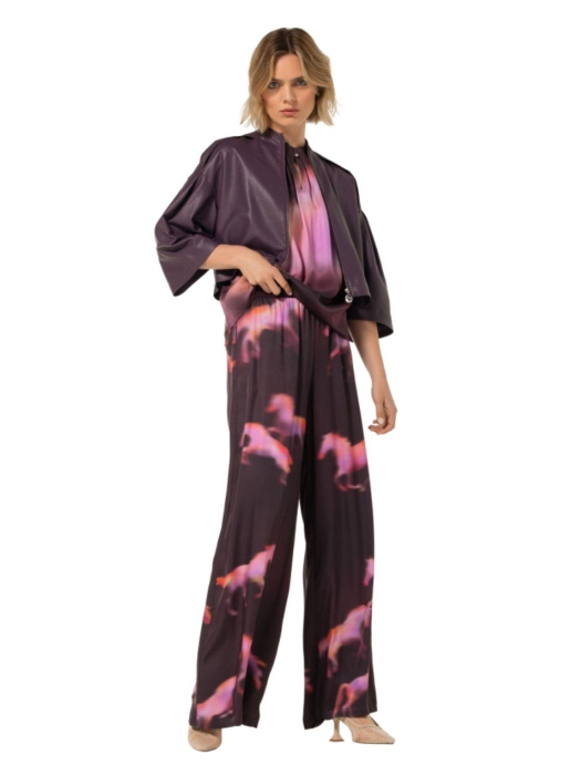 Caroline Biss Broek bedrukt 05 Plum multi