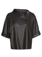 Caroline Biss Blouse vegan leather 04 Coffee