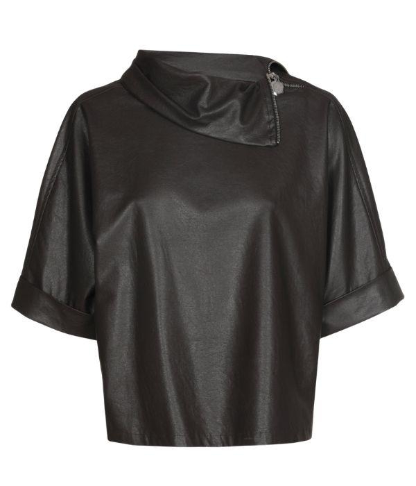 Caroline Biss Blouse vegan leather 04 Coffee