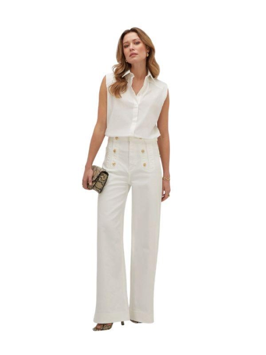 Josh V RUMO high-waisted wide leg jeans 441 light ecru