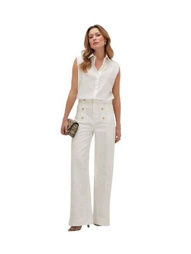 Josh V RUMO high-waisted wide leg jeans 441 light ecru
